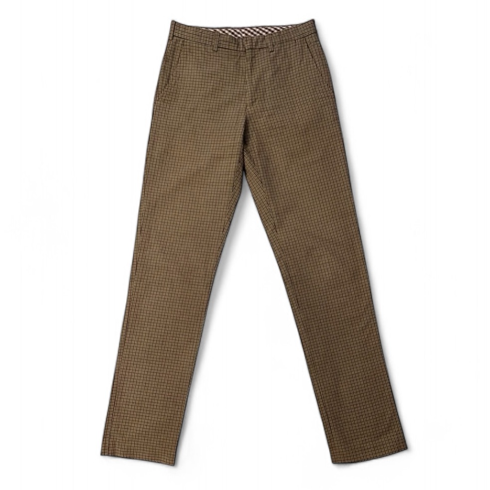 Etro Brown Plaid Straight Leg Mid Rise Cotton Chinos Trousers Pants 6